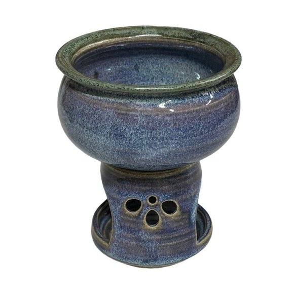 Springer Studio Art Pottery Candle Holder Drip Glaze Tealight Oil Burner Signed - Picture 3 of 8